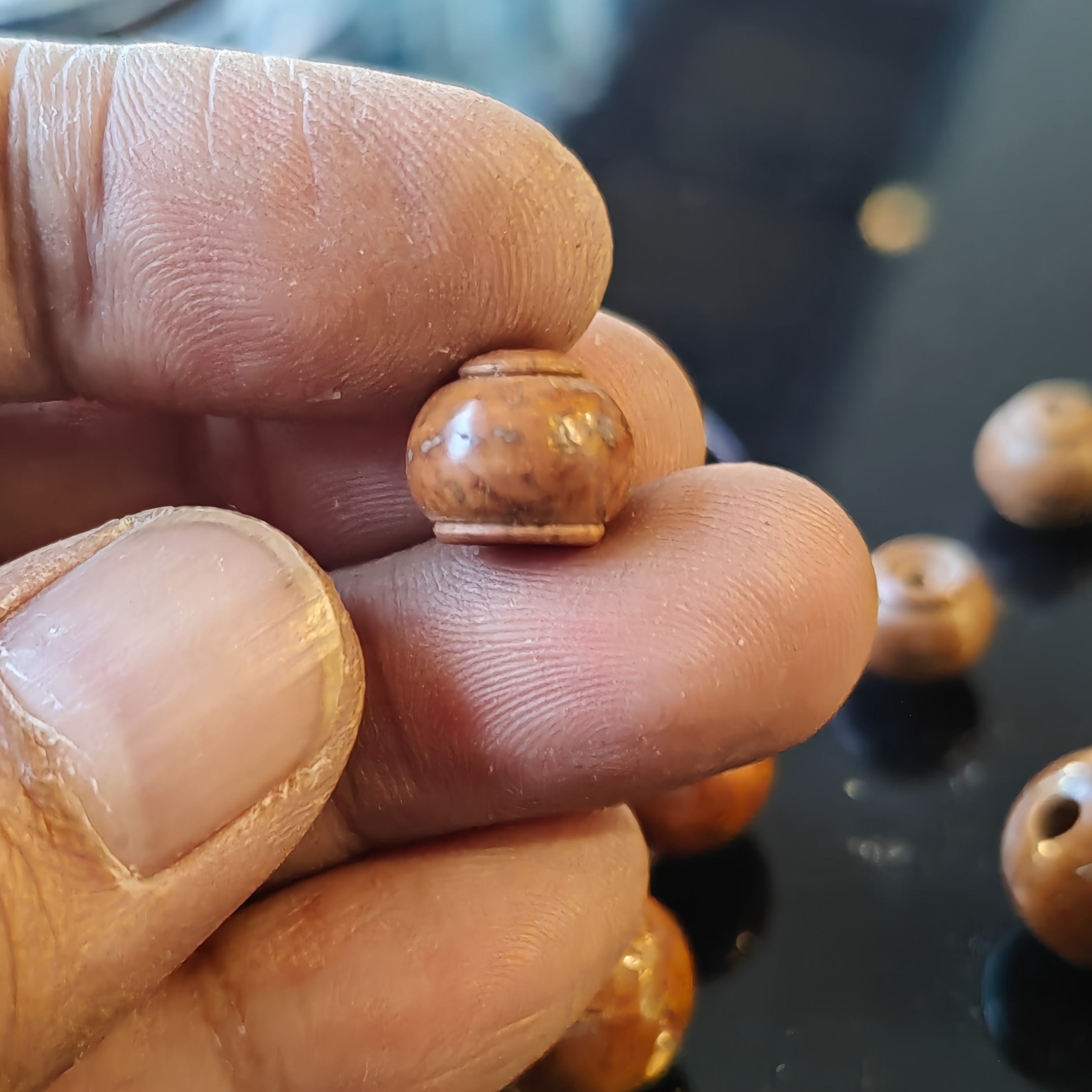 Natural Dark Brown Phoenix Eye Bodhi Beads, 3pcs Set